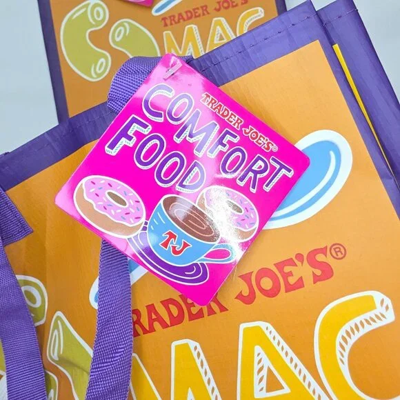 Trader Joe's Mac & Cheese Reusable Shopping Bag Tote 6 Gallon Lot of 2 - Picture 2 of 9